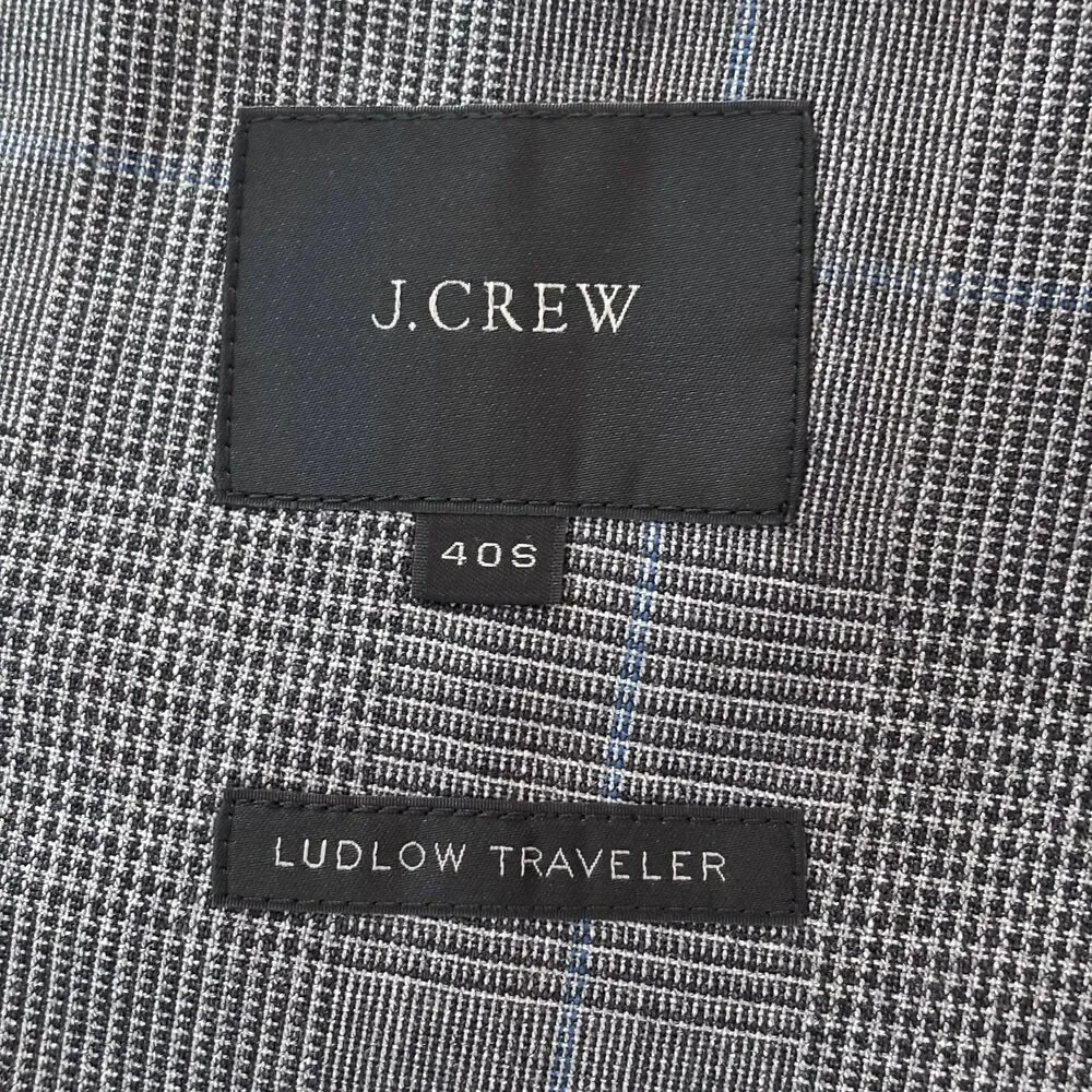 J. CREW 100% Wool Glen Plaid Ludlow Traveler Tollegno 1900 Italy Blazer Jacket